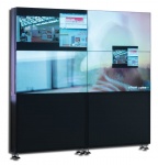 Бесшовная видеостена 2х2, напольная. В комплекте 4 панели Full HD 55” (межпанельный шов 2,3/1,2 мм, 500 кд/м2, 4000:1, LED подсветка, угол обзора 178 град.), видеоконтроллер, напольное крепление