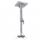 Потолочное универсальное крепление со средней регулируемой штангой для проектора LCD/DLP, нагрузка до 10 кг, цвет - серебряный.