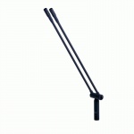 Сдвоенный кардиоидный конденсаторный микрофон. Капсюли микрофона на жесткой стойке  с шарнирным соединением в комплекте. Цвет черный