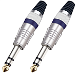 Разъём прямой, кабельный, никелированный, джек 6.35мм симметричный, "папа" (корпус цинковый сплав, пурпурный)