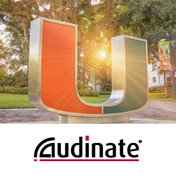 Протокол Dante и IP-сеть для маршрутизации всех звуковых сигналов Университета Майами