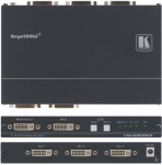 VM-400HDCP — усилитель-распределитель для сигналов DVI. Прибор выполняет перетактирование сигнала и компенсацию АЧХ кабеля, после чего выдает сигнал соответственно на четыре одинаковых выхода.