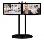 Стойка для двух 42" ЖК-мониторов с полкой для камеры, цвет - черное основание/хромированные штанги