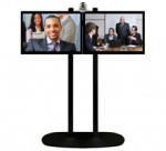 Стойка для двух 32" ЖК-мониторов с полкой для камеры, цвет - черное основание/хромированные штанги