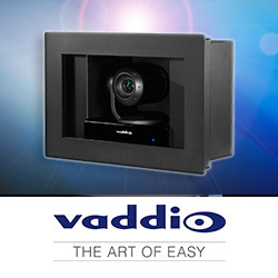 Новые PTZ видеокамеры Vaddio в корпусе, встраиваемом в стену - видны, когда активны