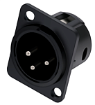 Разъём панельный 3PIN XLR папа, корпус металл, чёрный