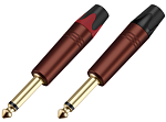 Разъём прямой, кабельный, позолоченный, джек 6.35мм несимметричный, папа (корпус цинковый сплав, цвет "красное вино"). Отгружается парами - красный + чёрный хвостовик, цена указана за штуку.