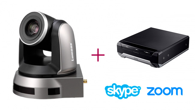 Lumens VC-A52SB + Aten UC3022 - Комплект PTZ-камеры с поддержкой USB-C для работы с Zoom, Skype, OBS (Поворотная FullHD камера черная + USB-конвертер)
