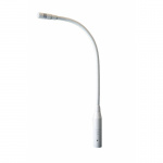 Кардиоидный конденсаторный микрофон на гибкой стойке типа «гусиная шея», с RF-защитой, разъем 3 Pin Male XLR. Длина 480 мм. Цвет белый