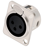 Разъём панельный 3PIN XLR мама, корпус металл, никель