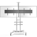 Стойка для двух дисплеев с кронштейном 40"-65", мобильная, белая