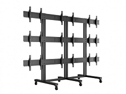 Мобильная напольная стойка для видеостены из 9 ЖК-дисплеев 40"- 55", алюминий, черный цвет, монтажный интерфейс: 800 x 400 мм